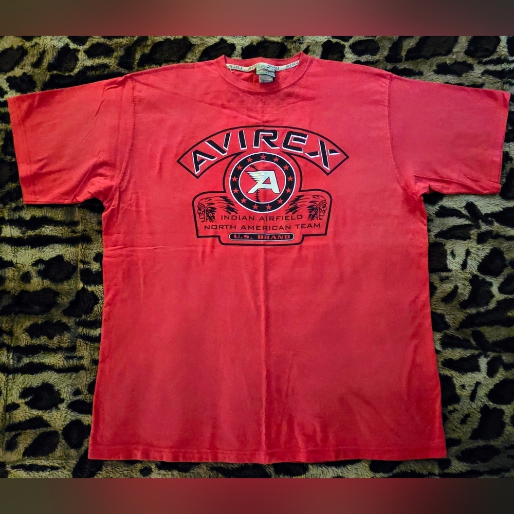 VTG 90/00s Avirex Indian Airfield Graphic Tee - RED XXL